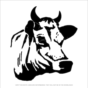 Cow Head Cattle Prize Steer Bull Horn Farm Animal Western Face Farm Dairy Milk  Cut Sign Image ClipArt digital download eps/dxf/png/jpeg/svg