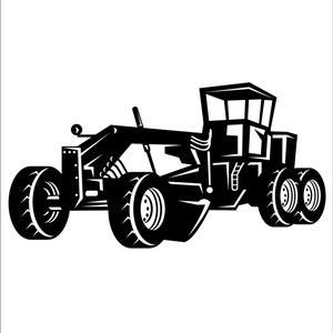 Silhouette de camion niveleuse camion équipement lourd tracteurs à surface plane * oeuvre de conception découpée Image ClipArt téléchargement numérique eps/dxf/png/jpeg/svg
