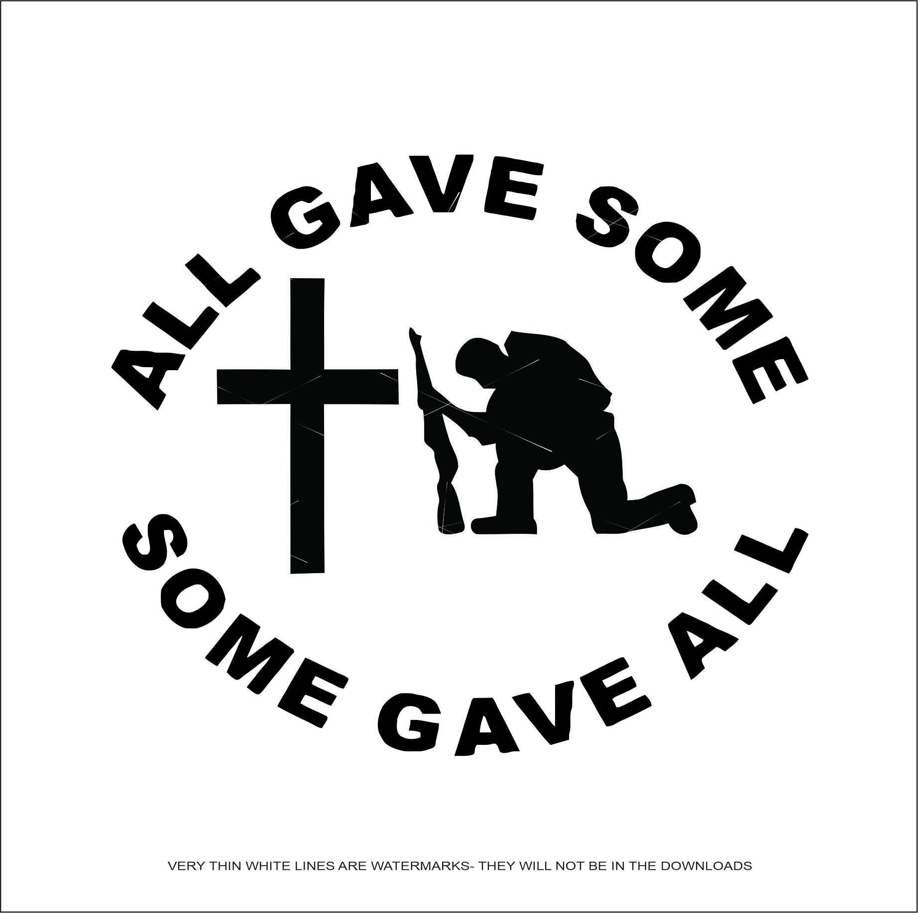 Calcomanía Vinilo 'All Gave Some Some Gave All' – Soldado De Honor Para Auto, Blanco, Estados Unidos