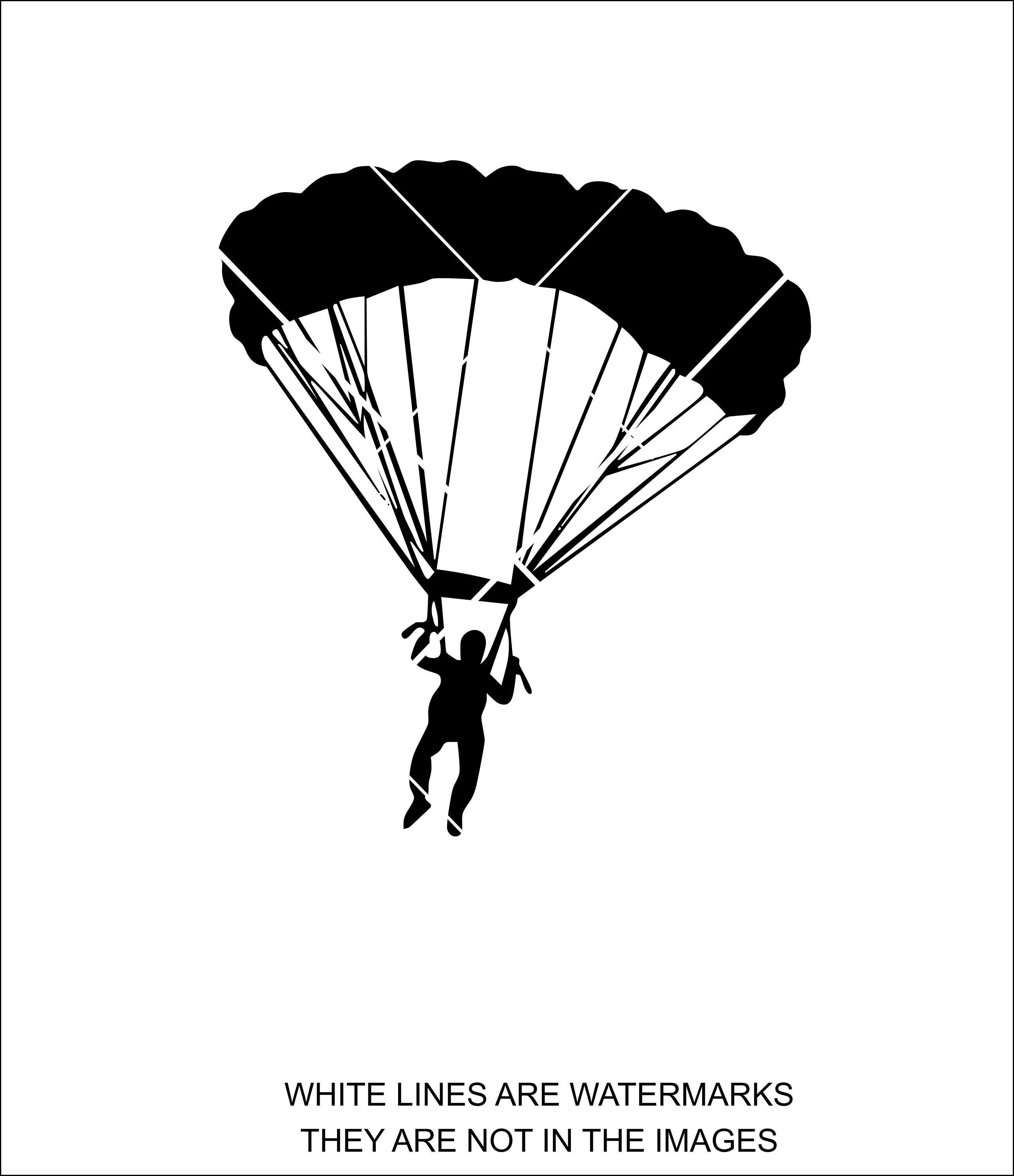 Black And White Parachute Clipart