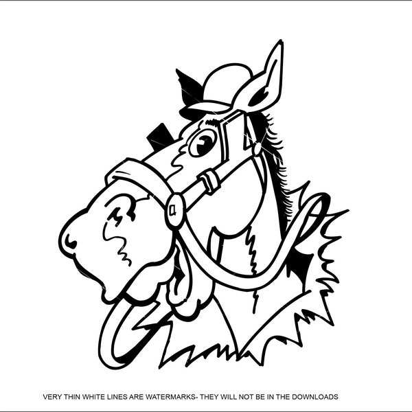 drôle Horse Head Racing Cartoon Derby Hat Track Race Animal Horseback Jockey * Cut Sign Image ClipArt téléchargement numérique eps dxf png jpeg svg