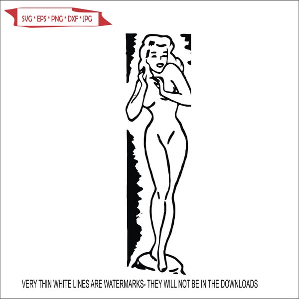 Sexy Long Hair Nude Lady Woman Outline Hot Beauty Portrait Curvy Human Body Porn *  ClipArt digital download eps dxf png jpeg svg