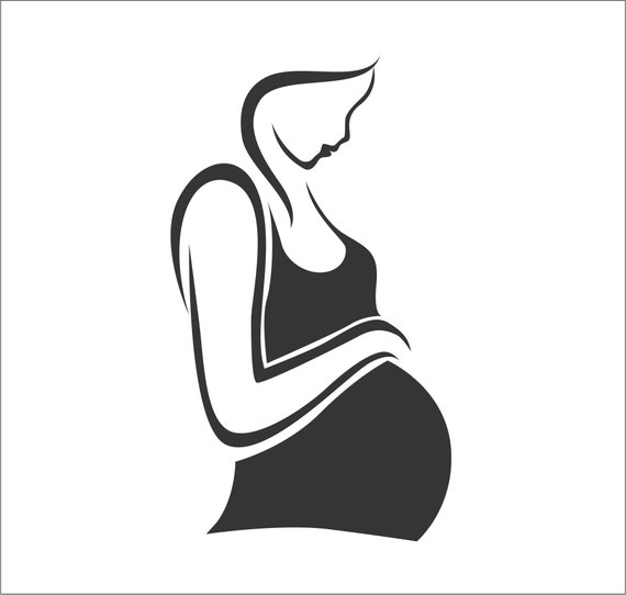 Download Silhouette Pregnant Woman Lady Outline Baby Childbirth Beauty Etsy