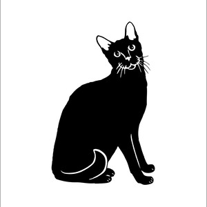 Cat Black Sitting Feline Kitty  Kitten Pet Mouser Domestic Animal Bad Luck * Cut Sign Image ClipArt digital download eps/dxf/png/jpeg/svg
