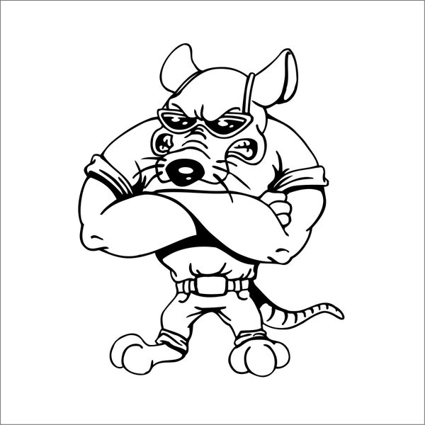 cool Cartoon Rat Dressed Body Builder Arm Crossed Rattus Rodent Chinese  Zodiac * Cut Sign ClipArt digital download eps/dxf/png/jpeg/svg