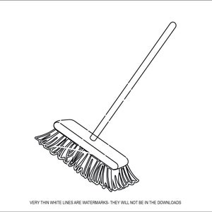 Push Broom Bristles Household Shop Clean Sweep Maid Brush Floor Remove Dirt Dust Scrub *  Clip Art digital download eps/dxf/png/jpeg/svg