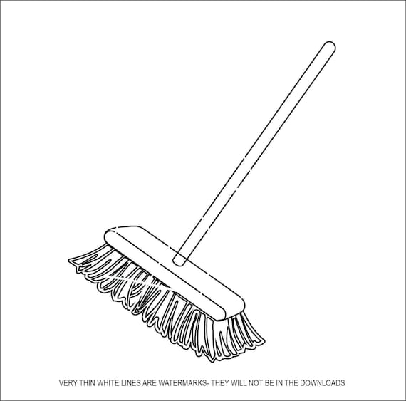 Push Broom Bristles Household Shop Clean Sweep Maid Brush Floor Remove Dirt  Dust Scrub Clip Art Digital Download Eps/dxf/png/jpeg/svg 