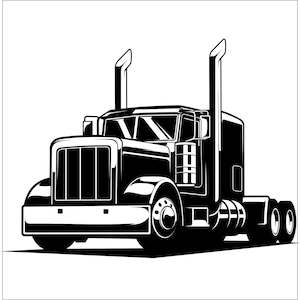 Semi Truck Duel Big Rig Tractor Trailer Cab Fifth Wheel Drive freight * cut artwork Image ClipArt digital download eps dxf png jpeg svg