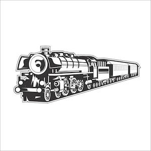 Long Train transport railroad Railway Locomotive Steam Engine Choo Choo * Cut Sign Image ClipArt digital download eps/dxf/png/jpeg/svg