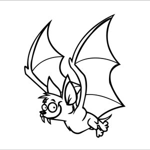 Murciélago de dibujos animados con alas abiertas, vuelo, mamíferos, presagio, quirópteros, pájaro, espíritu animal * Cortar, firmar, imagen, clipart, descarga digital, eps/dxf/png/jpeg/svg