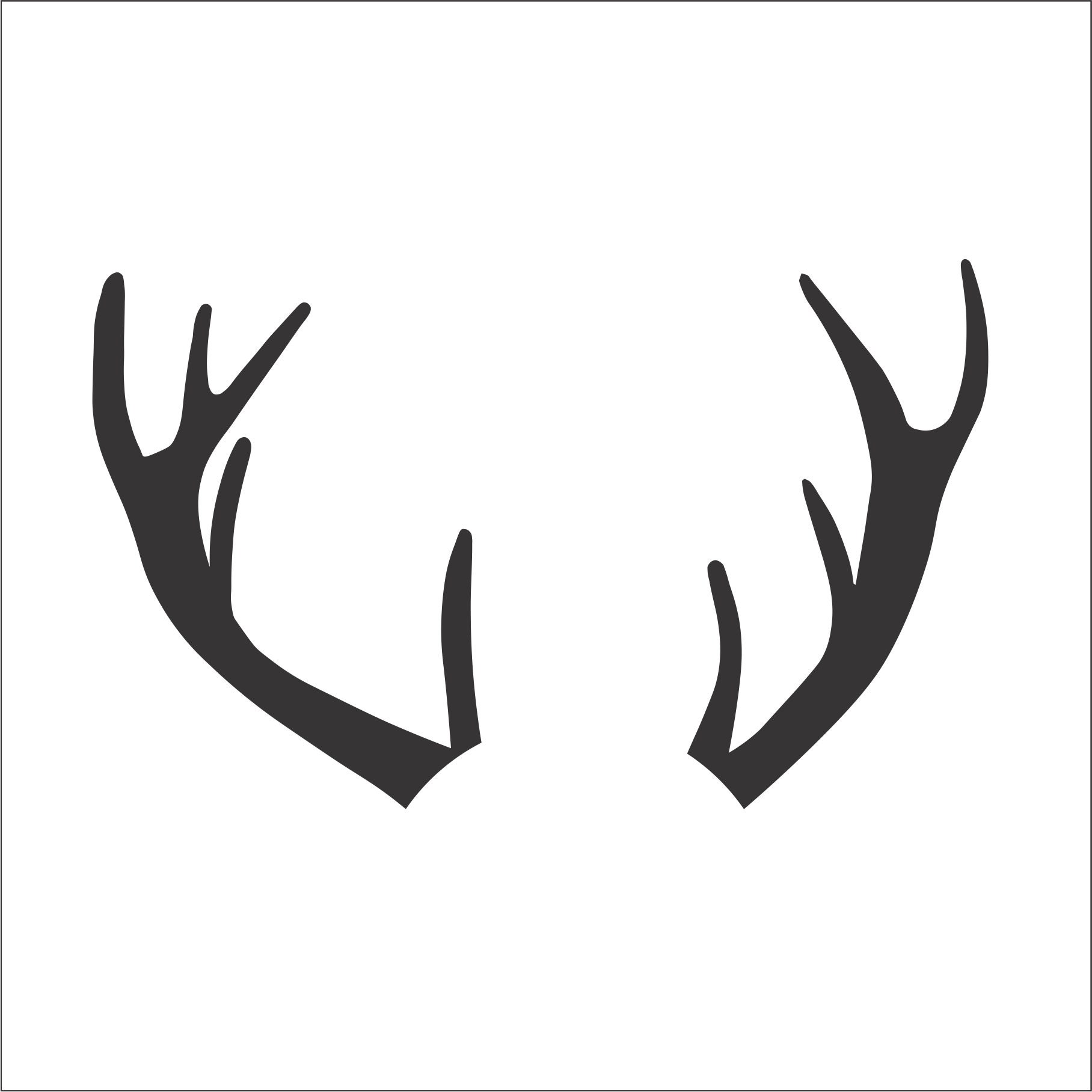 Deer Racks Big Antlers Hunting Forest Animal Black Silhouette Etsy