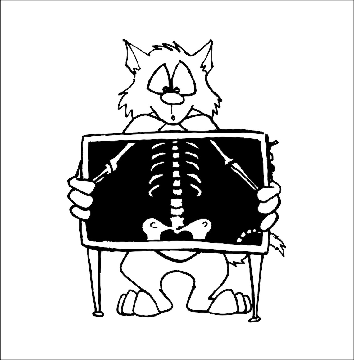 Cat Xray of Stomach Full Body Cartoon Domestic Cat Cut Sign Etsy