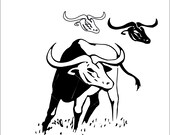 Buffalo Bull Steer Bison Body Skull Head Horns Cattle Farm Animal Park Western Cut Sign Image ClipArt digital download eps dxf png jpeg svg