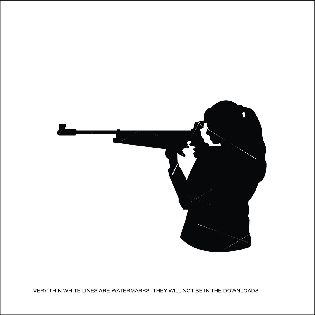 Female Riflehunter Outline Simple Female Shooting Sight Rifle Weapon Hunting Forest Animal Pony ...