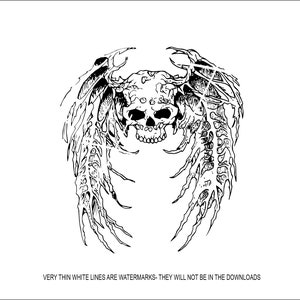 Calavera, cara, detallado, murciélago, alas, clavo, punta, espeluznante, horror, diablo, cabeza, tatuaje, muerte, muerto, fantasma * Cortar, señal, ClipArt, archivo digital, eps, png, jpeg, SVG