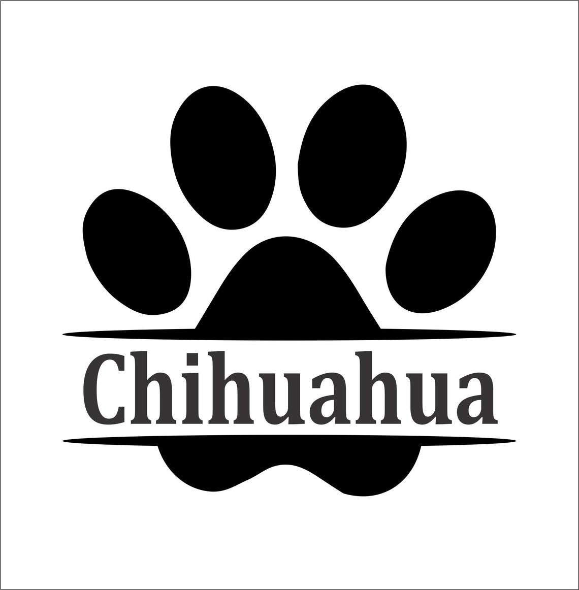 Dog Chihuahua Paw Print Add Name Pooch Paws Friendly Spunky Domestic ...