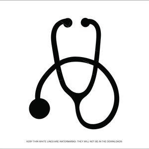 Stethoscoop interne geluiden verpleegkundige rn arts hartslag longen zwart silhouet * gesneden teken afbeelding ClipArt digitale download eps/dxf/png/jpeg/svg