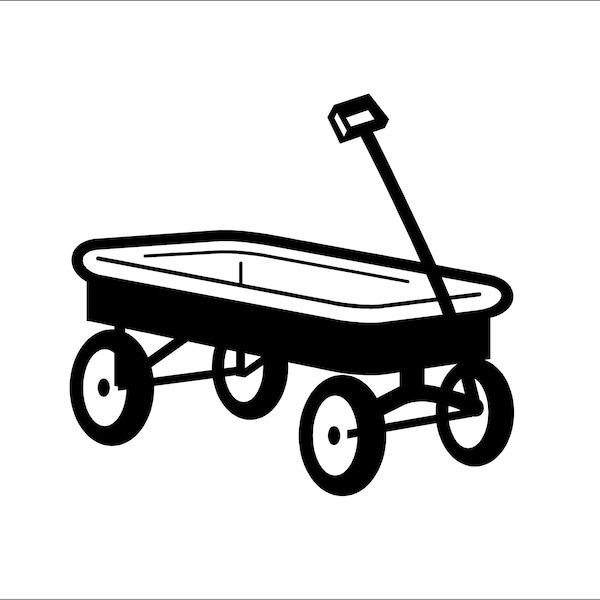 kids Wagon Pull Behind Kids Child Handle Four Wheeled Red Wagon SVG * cut design artwork Image ClipArt digital download eps/dxf/png/jpeg/svg