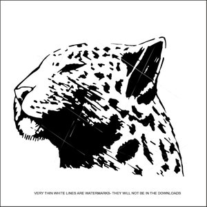 Profile Face Cheetah Cougar Jaguar Leopard Mountain Lion Cat Wild Africa Animal Zoo * Cut Sign ClipArt digital download eps dxf png jpeg SVG