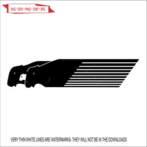 May include: Black silhouette of two animal heads with a striped pattern behind them. The image is a graphic design.