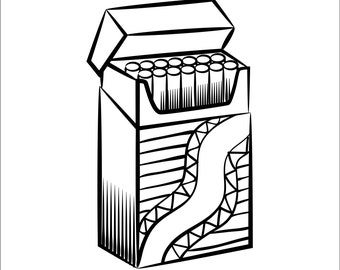 cigarette box drawing easy Cigarette Full Pack Tobacco Rectangular Container Addiction Habit Nicotine  * Cut Sign Image Clipart Digital Download Eps/dxf/png/jpeg/svg