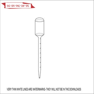 May include: A black and white line drawing of a glass pipette with a bulb at the top.