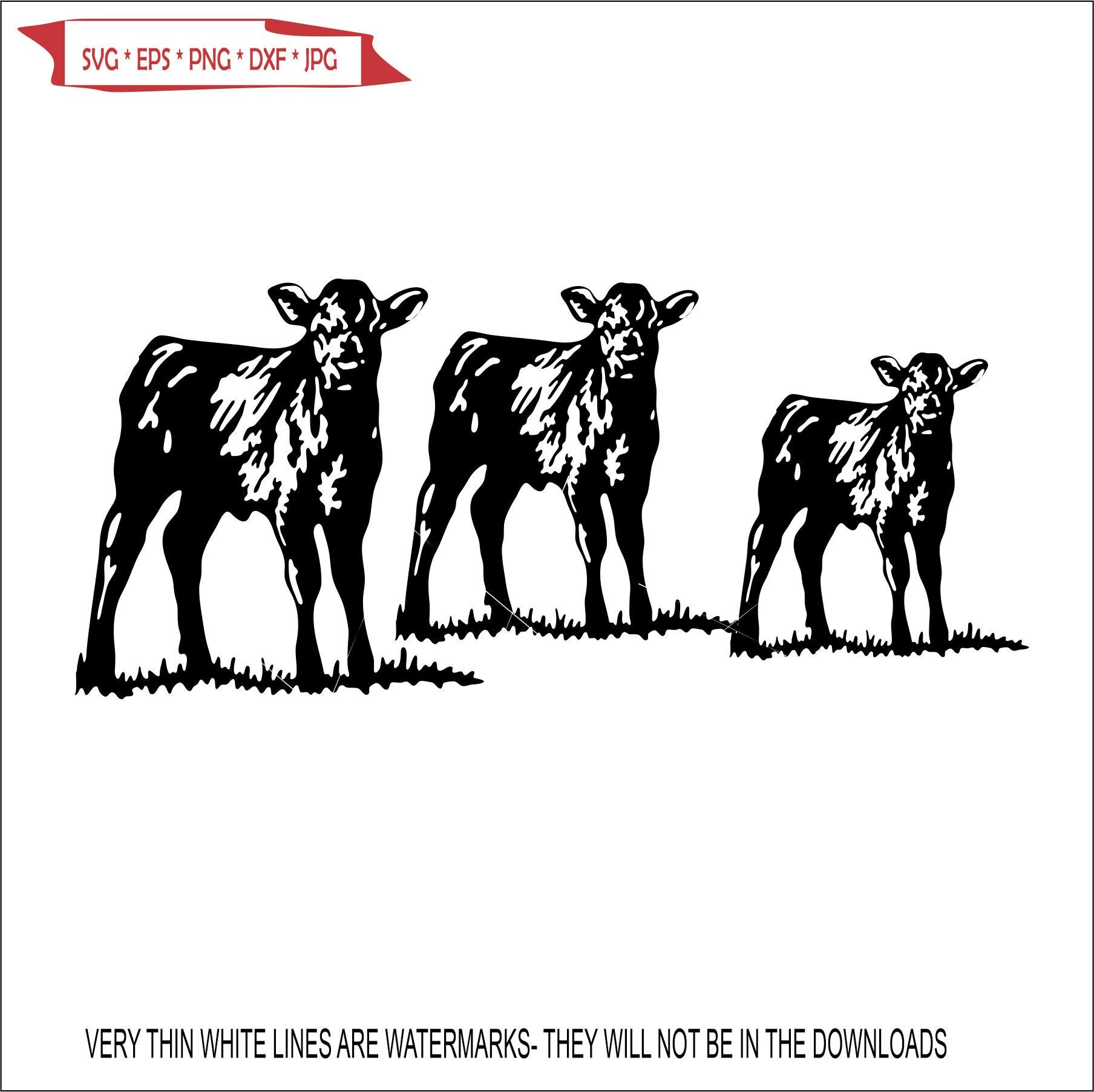 3 Calves Calf Cow Cattle Baby Cow Farm Animal Milk Dairy Western Meat Food * Cut Sign Image ClipArt digital download eps dxf png jpeg svg