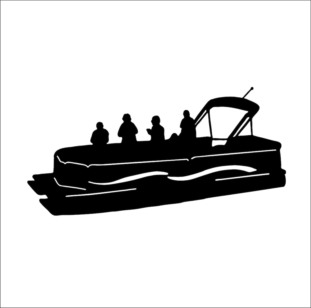 Pontoon Boat 4 People Party Cut Sign Image Clipart Digital Download Eps
