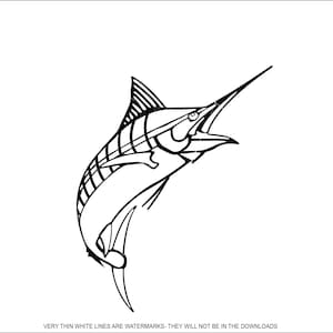 Pesca deportiva de arrastre de aguja azul, recreativa, del océano Atlántico, el pez pico más grande * Recorte, señal, clip art, descarga digital, eps, dxf, png, jpeg, SVG