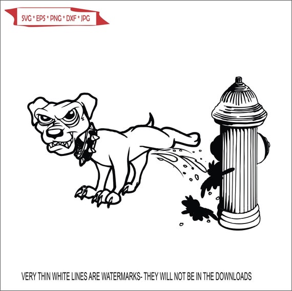 Pit Bull Dog Peeing Fire Hydrant Spike Collar Mean Look Water Etsy