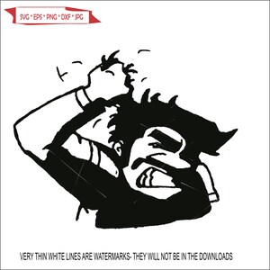 Hombre arrancándose el pelo con expresión de frustración y furia, estrés en la cabeza, enojo, joven molesto* ClipArt descarga digital eps dxf png jpeg SVG