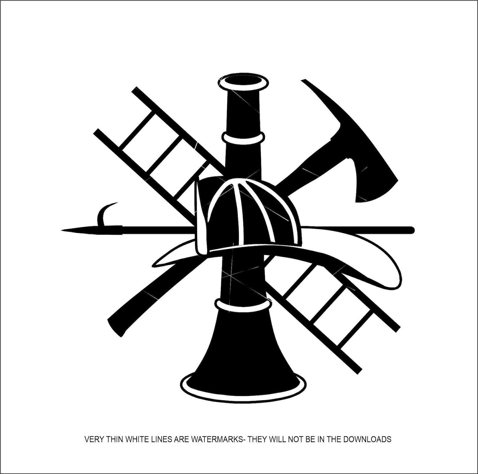 Firefighter Fire Insignia Axe Helmet Ladder Rescue Fireman Department