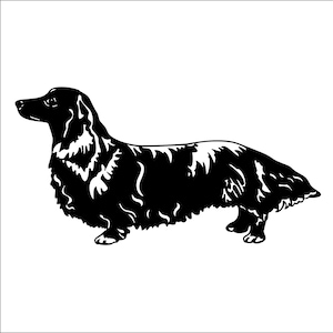 Long Haired Dachshund Weiner Dog Pet Hound Pedigree Purebred Best Friend * Cut Sign Image ClipArt digital download eps/dxf/png/jpeg/svg
