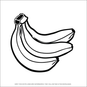 Puede incluir: Un dibujo en blanco y negro de un racimo de plátanos.