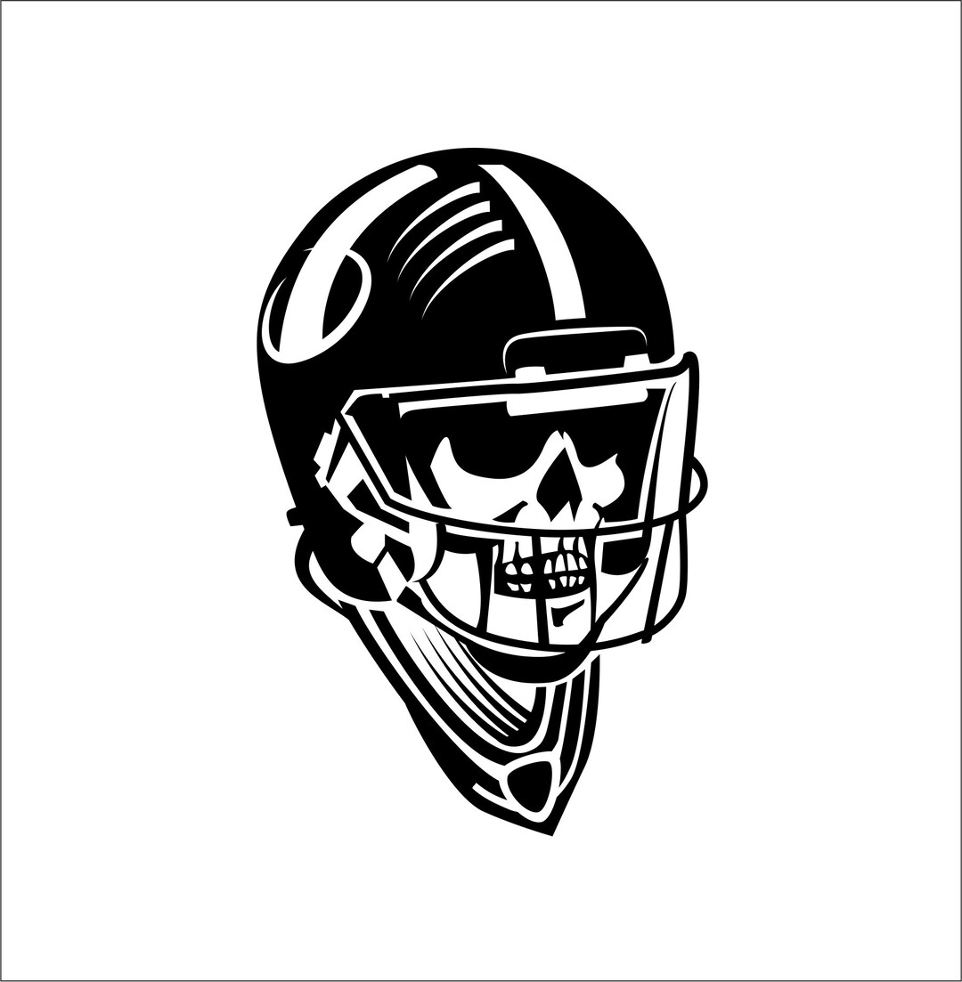 Skull Wearing Football Helmet Skeletal Cranium Head Cut Sign Etsy