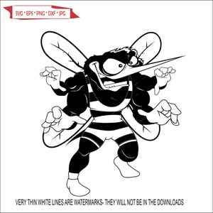 Mean Fighting Bee Cartoon Stinger Flying Insects Bumble Honey Pollen Colony Cut Design Image ClipArt digital download eps dxf png jpeg svg