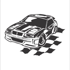 Race Car display On Flags Auto Sport Competition Automobiles Motorsport Stock * Cut Sign Image ClipArt digital download EPS/PNG/SVG/Dxf/Jpeg