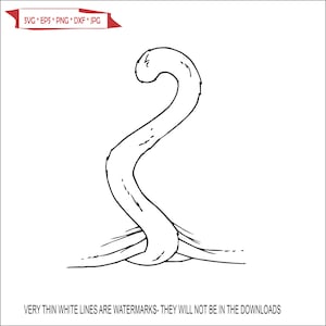 May include: A black and white line drawing of a snake curled up in a circle.
