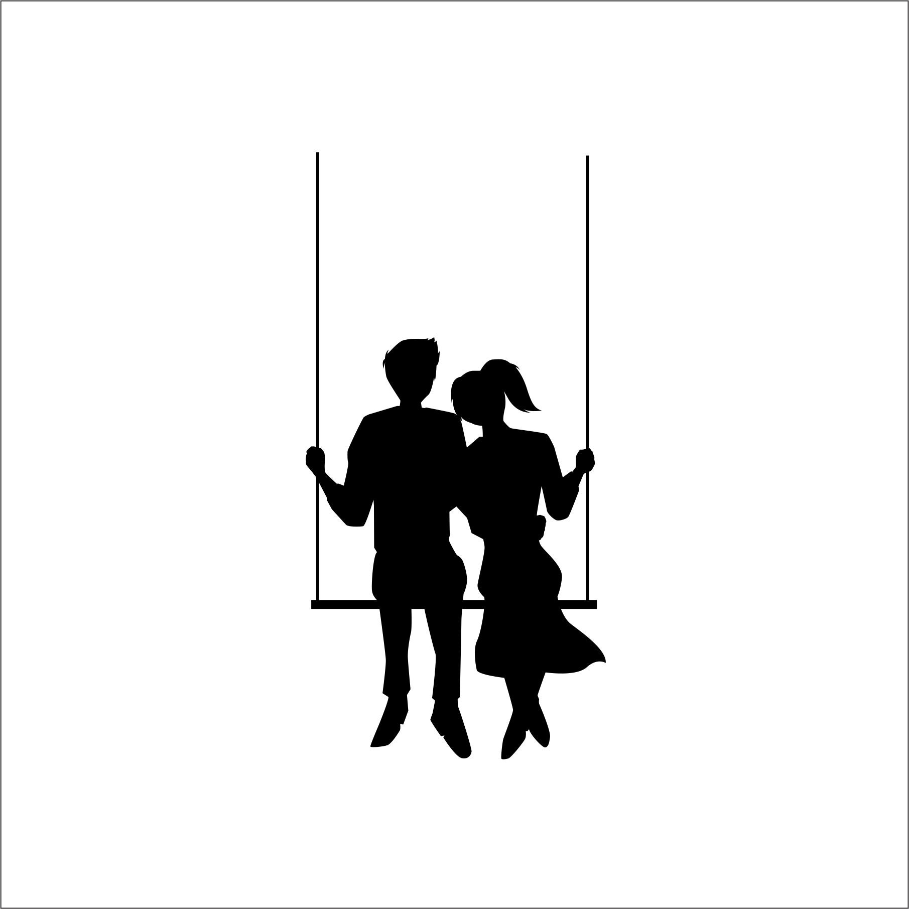 Couple Sitting On Swing Love Dating Romance Caring Black Silhouette Boy Girl Clipart Digital Download Eps Dxf Png Jpeg Svg