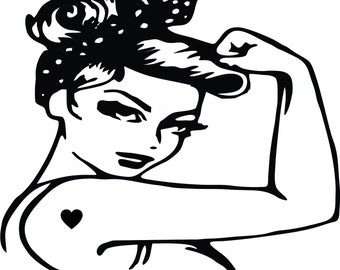 Retro vrouwelijke Tattoo Muscle Girl Power arm onszelf sterkte bescherming Girlie * Cut Sign Image ClipArt digitaal bestand eps dxf png jpeg SVG