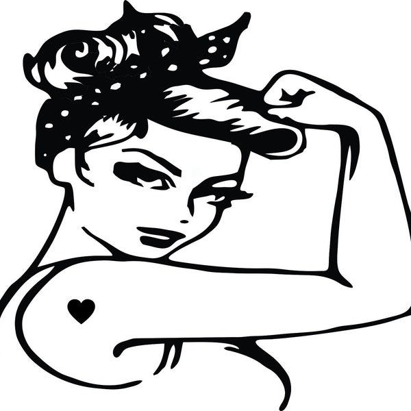 Retro Female Tattoo Muscle Girl Power arm ourselves strength protection Girlie * Cut Sign Image ClipArt digital File eps dxf png jpeg SVG
