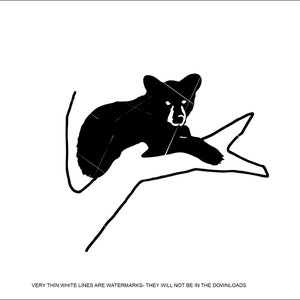 simple Baby Cub Black Bear climbing Sitting bare Branch Tree Zoo Wild Life Animal * Cut Sign ClipArt digital download eps dxf png jpeg svg