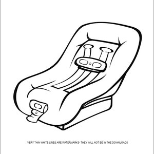 Fotelik samochodowy Pas bezpieczeństwa Ochrona przed urazami niemowlęcia * ClipArt cyfrowy do pobrania eps/dxf/png/jpeg/svg