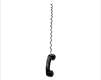 Phone Hanging from Cord Vintage Line Telephone Call SVG * cut print design Image ClipArt digital download eps/dxf/png/jpeg/svg