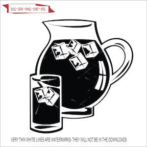 Glas Eis Teekrug Eiswürfel Karaffe Geschmack Geschmack Getränk Sommer Trinkkarte * Schnitt Zeichen ClipArt digitaler Download eps/dxf/png/jpeg/svg
