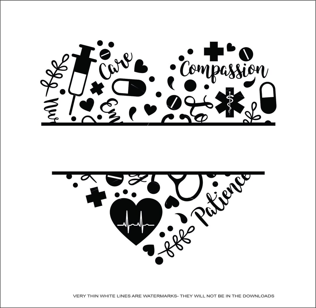 Monogram Unique Heart From Pills Needle Band-aid Heartbeat Cross Leaf ...