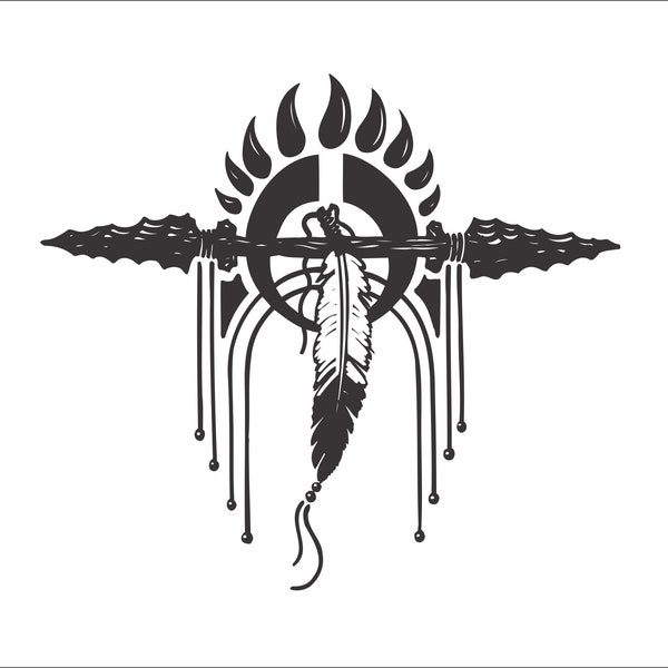 Indian Dream Catcher Medicine Stick Eagle Claw Feather Apache Native American * Cut Sign Image ClipArt digital download eps/dxf/png/jpeg/svg