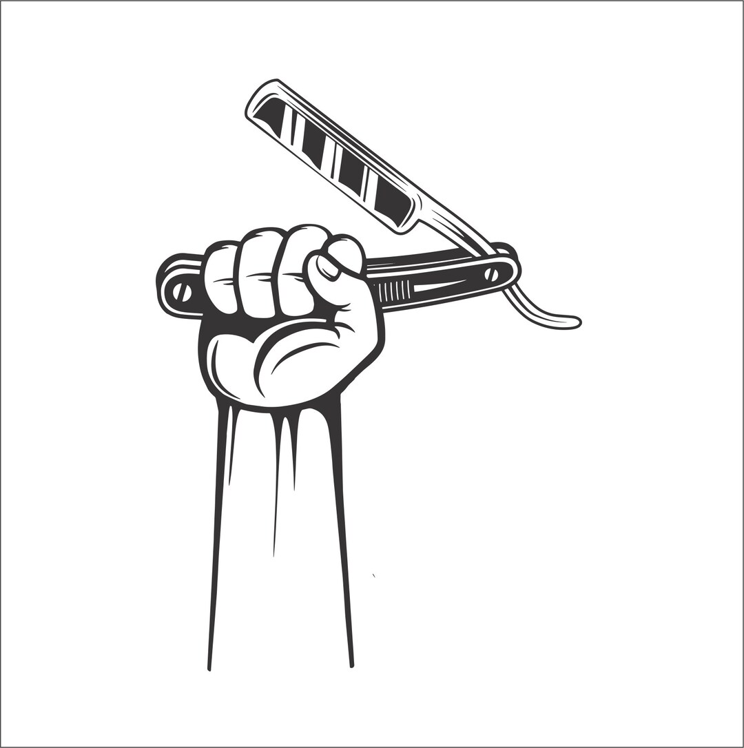 Straight Edge Razor Hand Holding Man Ladies Beard Hair Salon Beauty ...