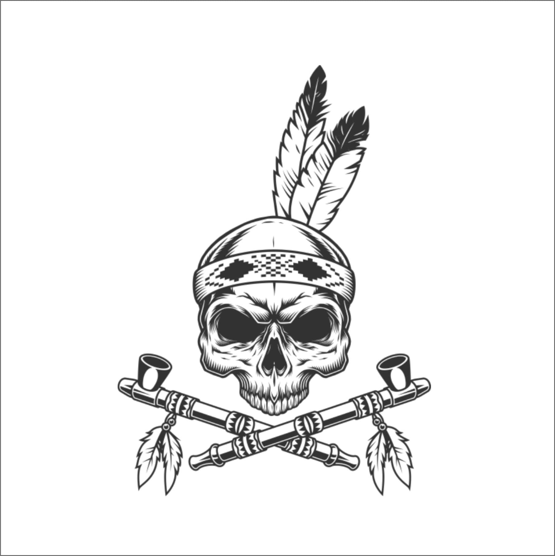 Pipa de la paz con forma de calavera india, hueso, tratado, espíritu  religioso, ceremonial, nativo americano * Imagen recortada, clip art,  descarga, image size:1808x1813