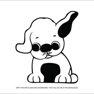 Puppy All Ears Up to Listen Body Language Problems Man Best Friend cartoon Dog  Cut Sign Image ClipArt digital download eps/dxf/png/jpeg/svg